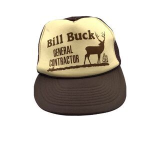 Bill Buck‎ Trucker Hat Snap Back Brown One Size Fits All General Contractor Vtg